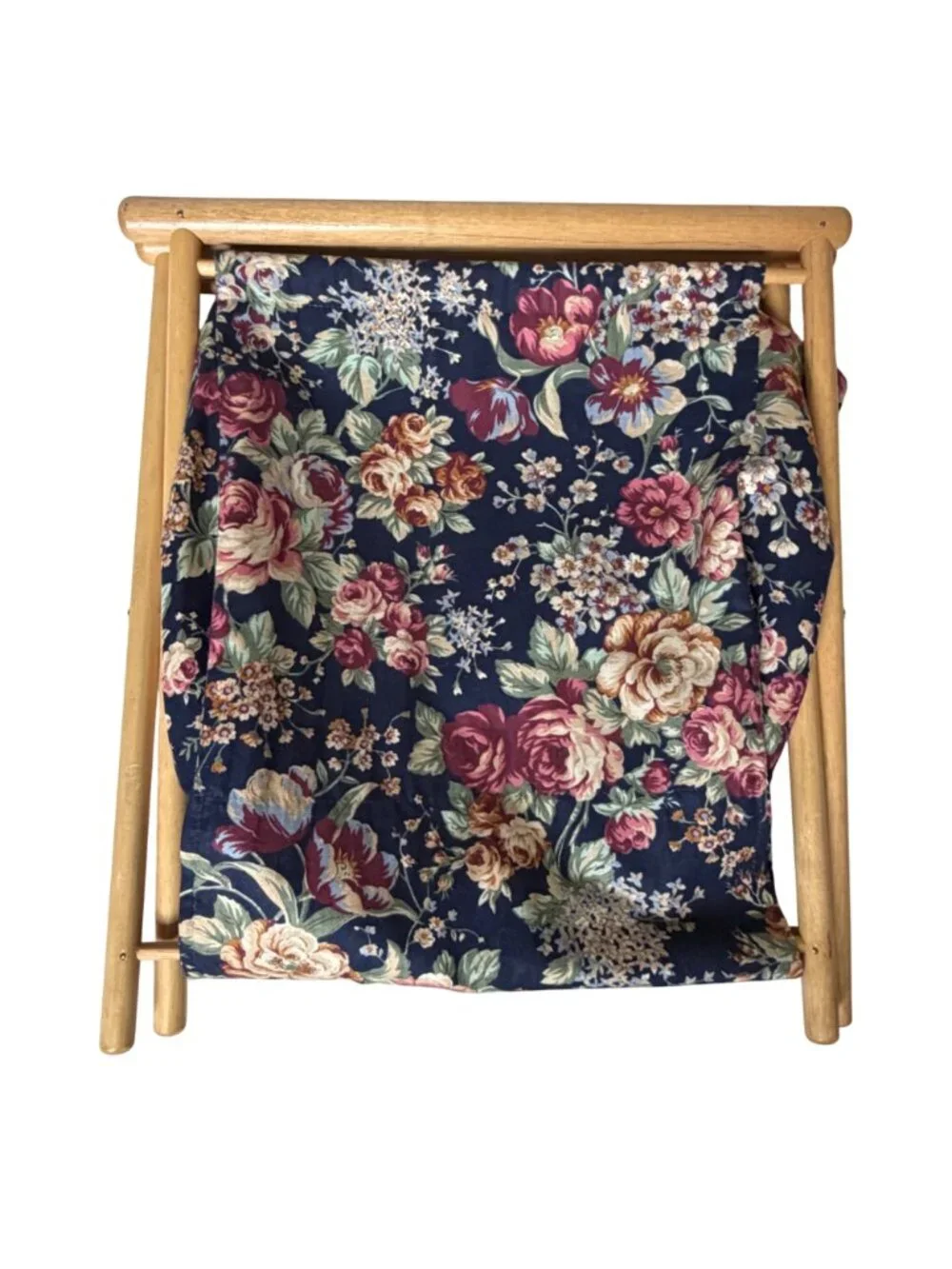 Vintage Floral Folding Stand Up Knitting Craft Sewing Yarn Basket Holder